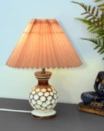 Small Cute Bedside Lamp with Linen Beige Lampshade, Nightstand Lamp