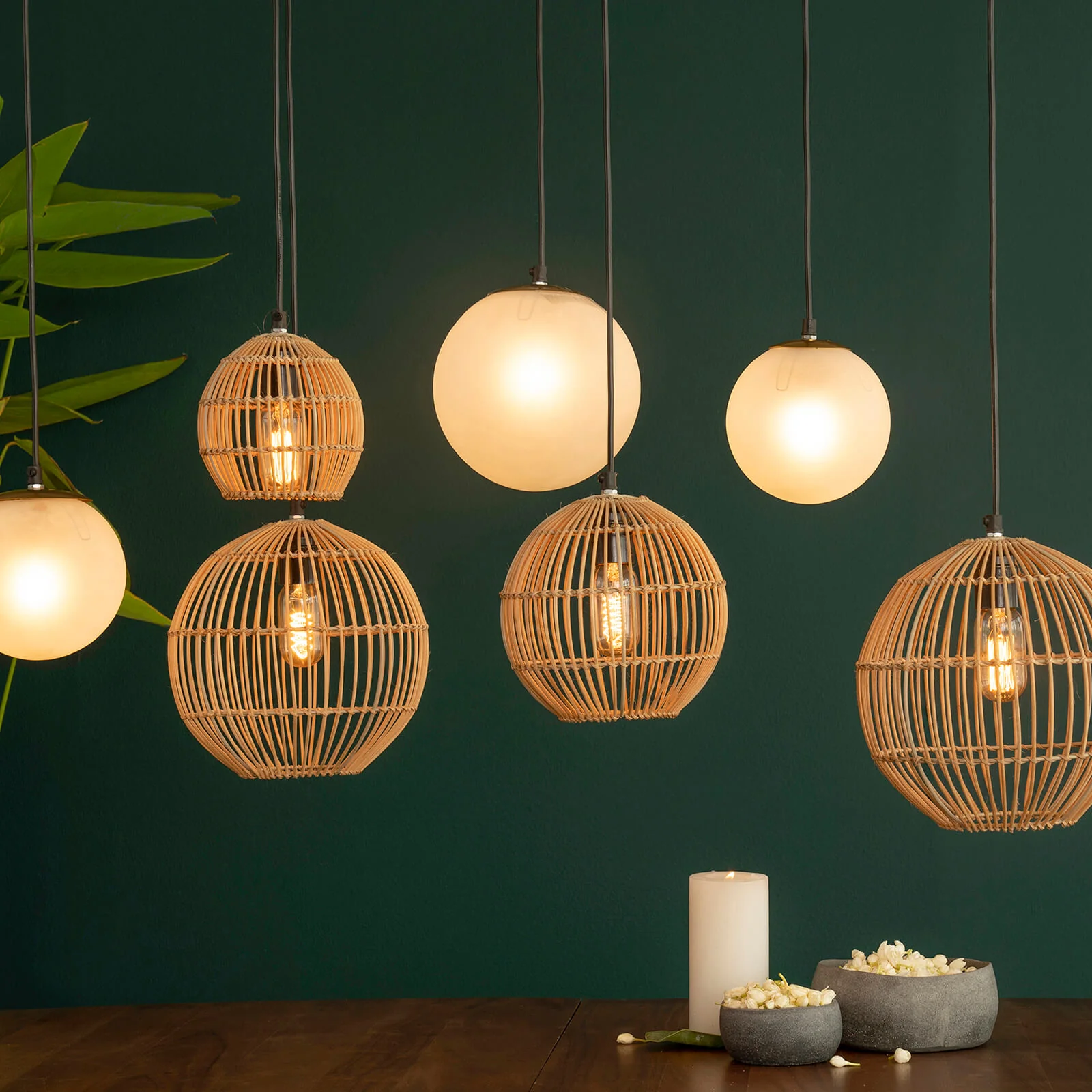 base-1_nymph_linear_cluster_hanging_lamp_buy_hanging_lights_home_online Nymph 7 Round Hanging Cluster Light Lamp | Cane & Metal Frame - Image 1